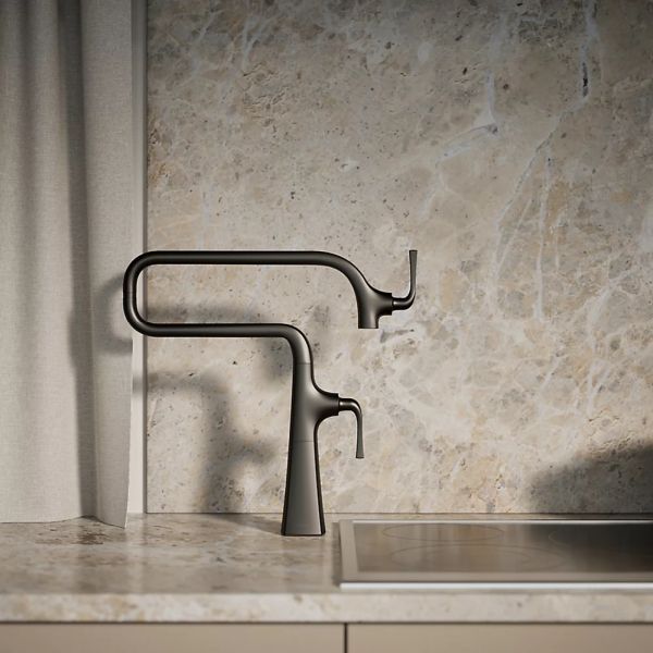 KOHLER® Graze® Matte Black Deck-Mount Pot Filler-3
