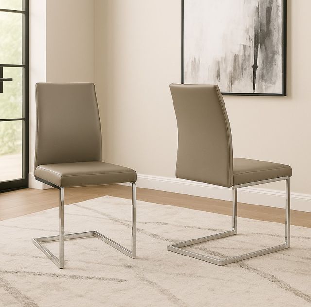 Cramco Sarah Chrome/Mushroom Dining Side Chair-1