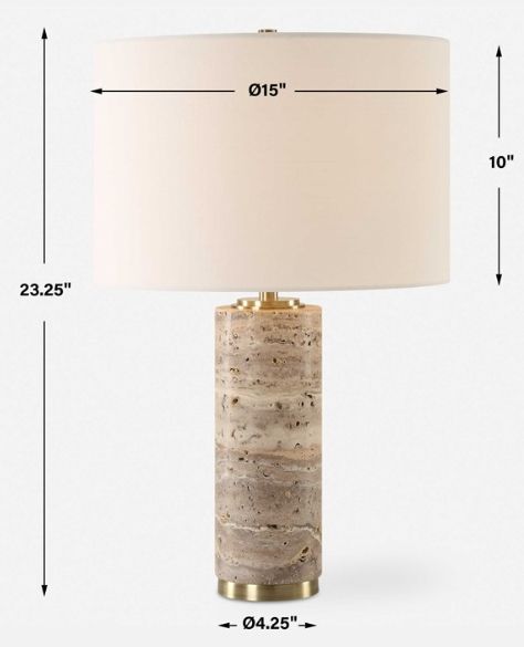 Uttermost® Cortado Brass Travertine Table Lamp-2