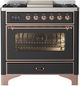 Ilve® Majestic III 36'' Custom Pro Style Dual Fuel Liquid Propane Range with Triple Glass Door and Copper Trim-4