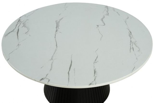 Furniture of America® Sindal White Round Cocktail Table with Black Base-2
