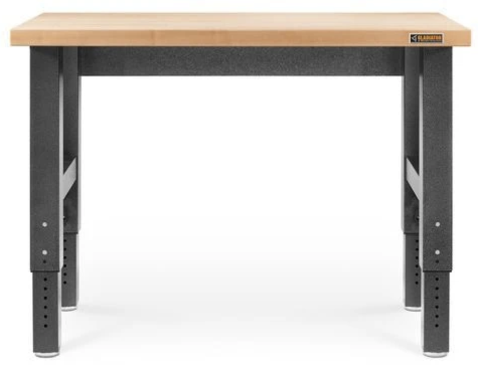 Gladiator Hammered Granite 4 Adjustable Height Hardwood Workbench with Black Metal Legs