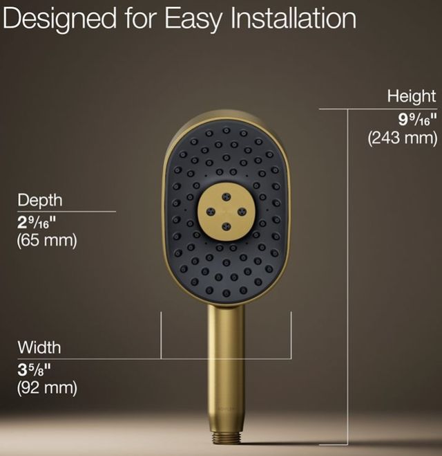 KOHLER® Statement® Vibrant Brushed Moderne Brass 1.75 GPM Oblong 3-Function Handshower-3
