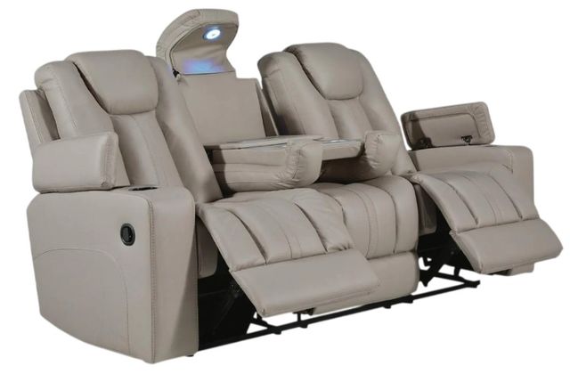 Signature Design by Ashley® Elevate Edges Coin Manual Reclining Sofa with Drop Down Table-1