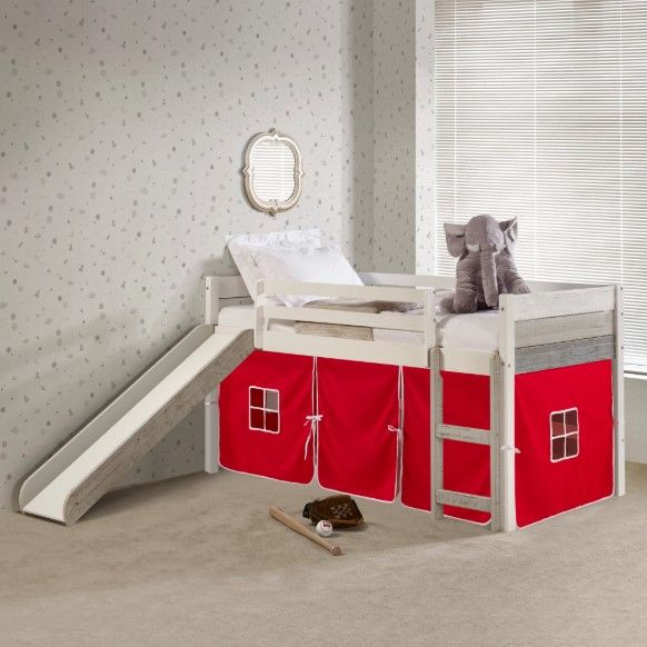 Donco Kids Red/Gray/White Youth Twin Panel Low Tent Loft-1