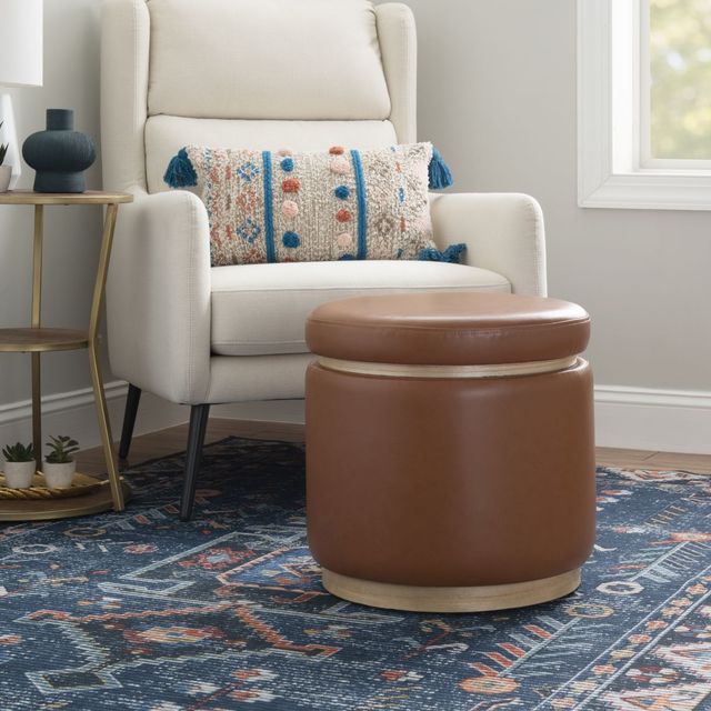 Linon Sunny Caramel Storage Ottoman-1