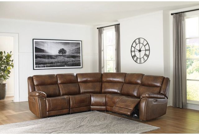 Signature Design by Ashley® Trambley 5-Piece Walnut Power Reclining Sectional-4