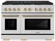 ZLINE Autograph Edition Paramount 48" 6.7 cu. ft. Stainless Steel and Polished Gold Helix Handles and Knob Accents Double Oven Dual Fuel Range with 8 Burner Gas Cooktop-0
