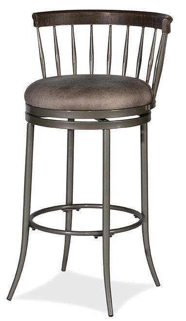 HH2 Home Cortez Pewter Metal Espresso Wood Swivel Counter Stool-0