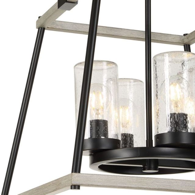 Uttermost® Edgecomb Faux Beechwood/Matte Black 4-Light Indoor-Outdoor Pendant-4