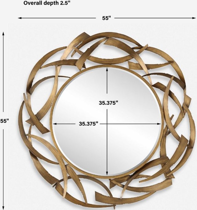 Uttermost® Cutting Edge Antiqued Golden Bronze Round Mirror-2