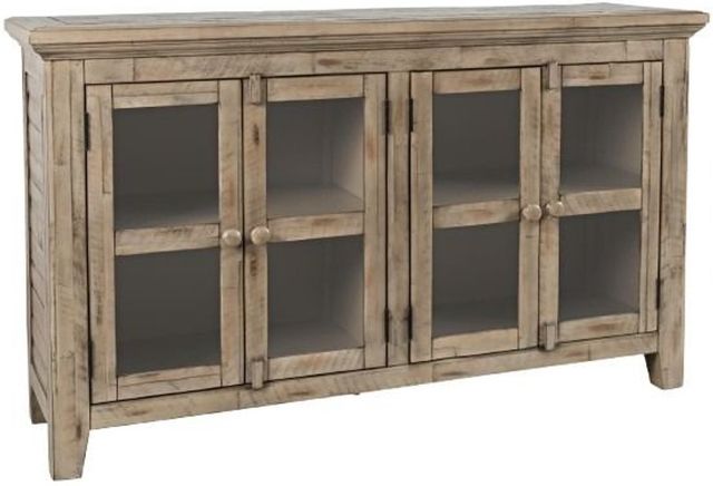 Jofran Inc. Rustic Shores Watch Hill Brown Gray 4-Door Low Accent Cabinet-0