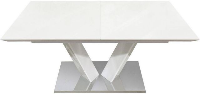 Mazin Furniture Yannis White Dining Table with Chrome Base -1