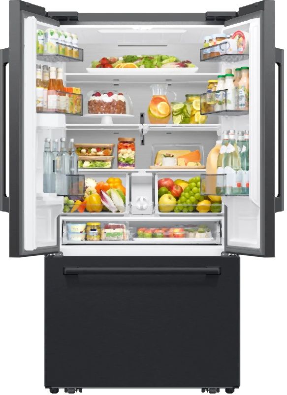 Samsung Bespoke AI 36'' 29.5 Cu. Ft. Fingerprint Resistant Matte Black Stainless Steel Freestanding French Door Refrigerator-2