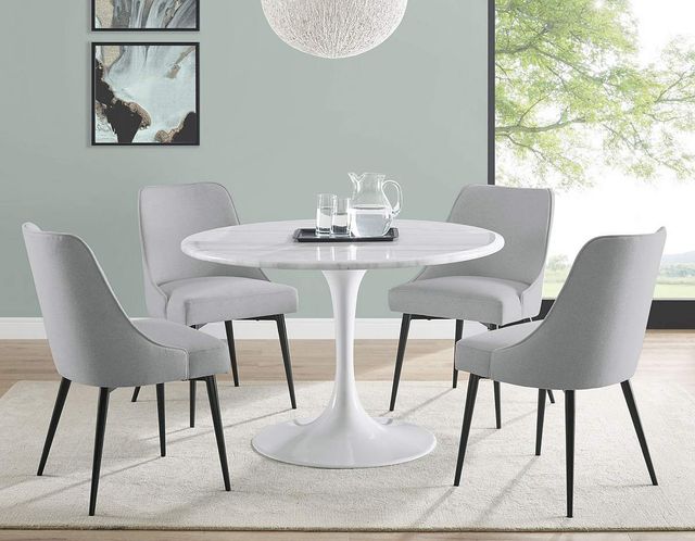 Steve Silver Co. Colfax 5-Piece White Base/White Marble Top Dining Set-0