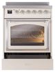 Ilve® Nostalgie II Noblesse 30'' Antique White Pro Style Induction Range with Chrome Trim-3