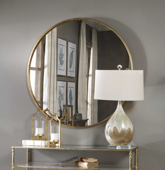 Uttermost® Junius Antique Gold Leaf Round Mirror-2