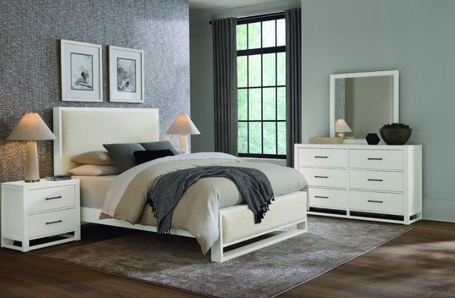 Vaughan-Bassett Lodge & Loft Ivory Cream/Soft White Upholstered King Panel Bed-1