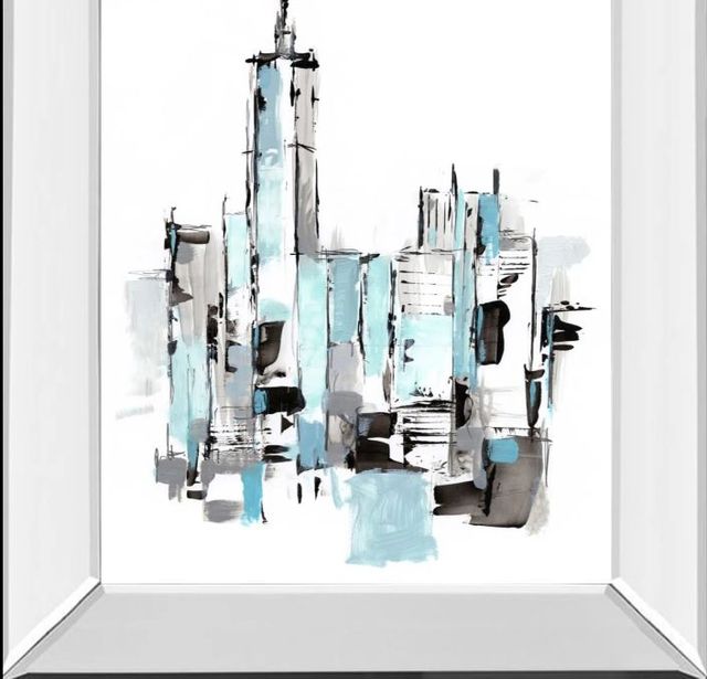 Classy Art Blue City II by Ethan Harper Mirror Framed Wall Art-1