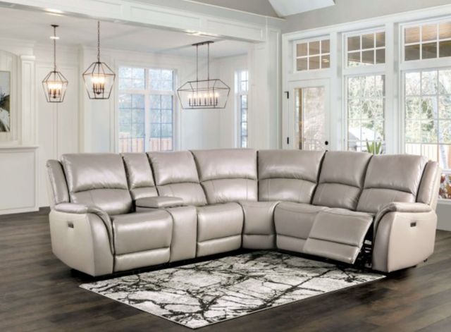 Furniture of America® Gorgius 6-Piece Modular Light Gray Power Reclining Sectional-0
