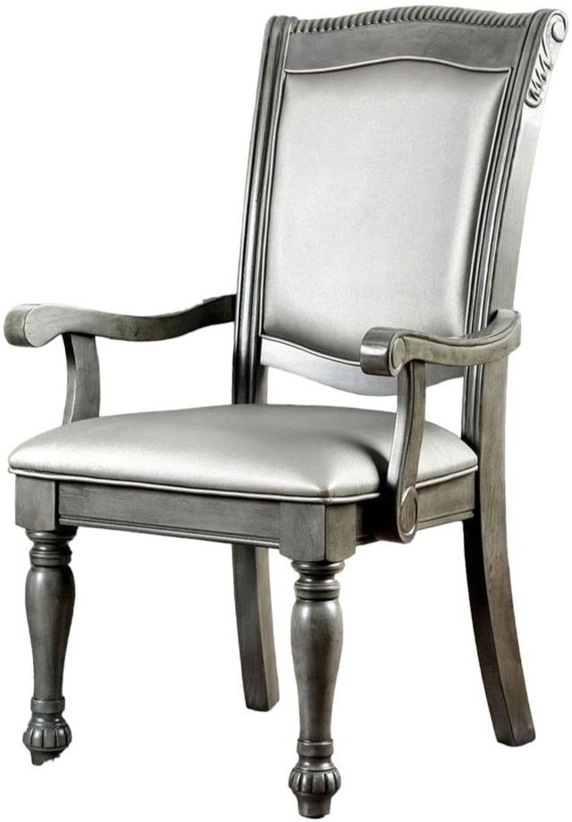 Furniture of America® Alpena 2-Piece Gray/Silver Arm Chair Set-2