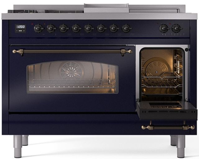 Ilve® Nostalgie II Series 48" Midnight Blue Pro Style Dual Fuel Range-3