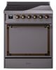 Ilve® Nostalgie II Noblesse 30'' Graphite Matte Pro Style Induction Range with Burnished Trim-0