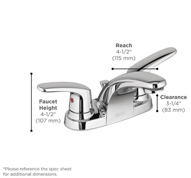 American Standard Colony® PRO Polished Chrome 4" Centerset 2-Handle Bathroom Faucet Less Drain with Lever Handles-4