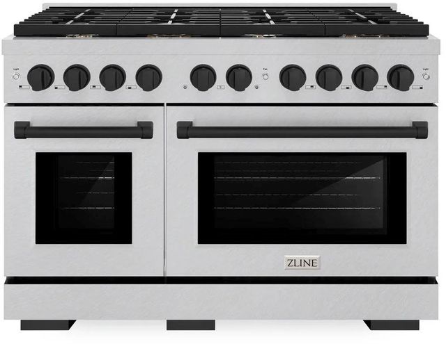 ZLINE Autograph Edition Paramount 48" Satin Stainless Steel Pro Style Dual Fuel Range with Matte Black Accents-0