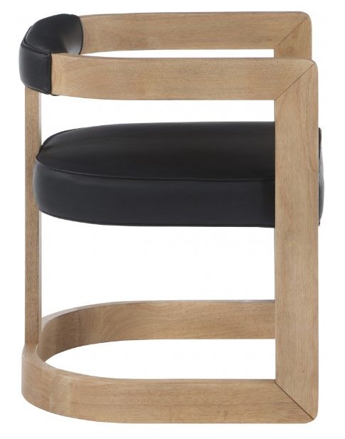 Meridian Furniture Manchester Black/Natural Vegan Leather Dining Arm Chair-2