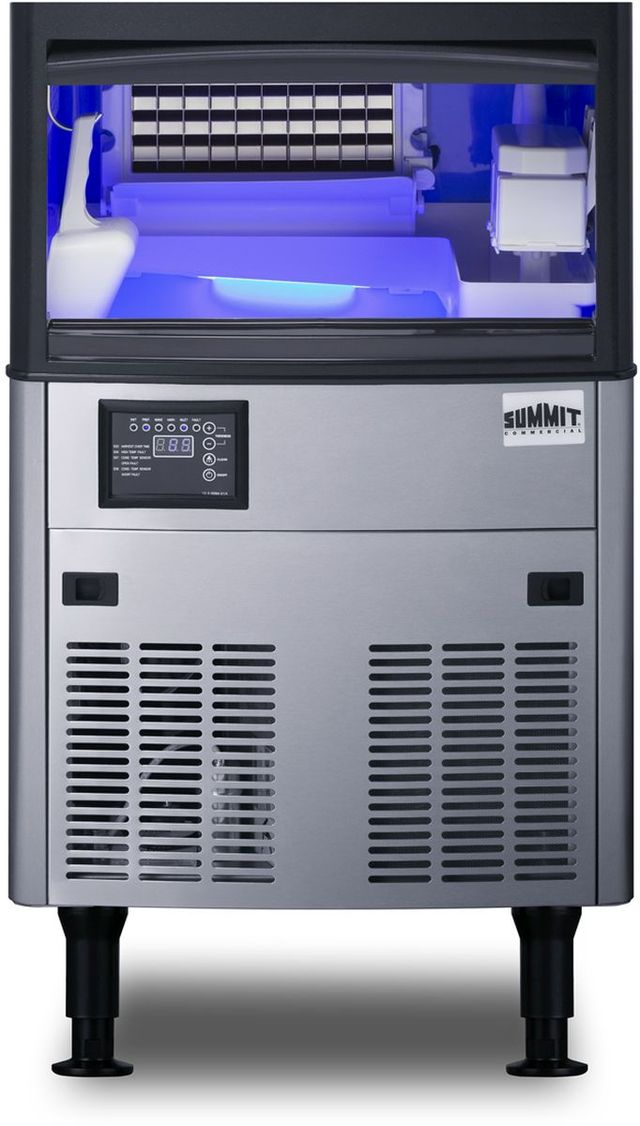 Summit® 20" 80 lb. Stainless Steel Freestanding Ice Maker-1