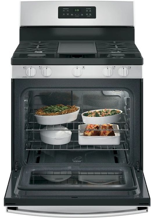 GE® 30" Black/Stainless Steel Freestanding Gas Range-2