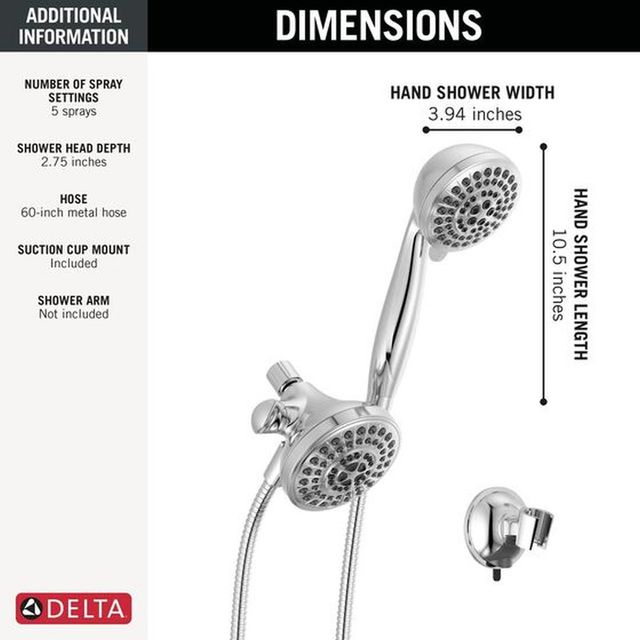 Delta Universal Showering Chrome 5-Function Combination Shower-4