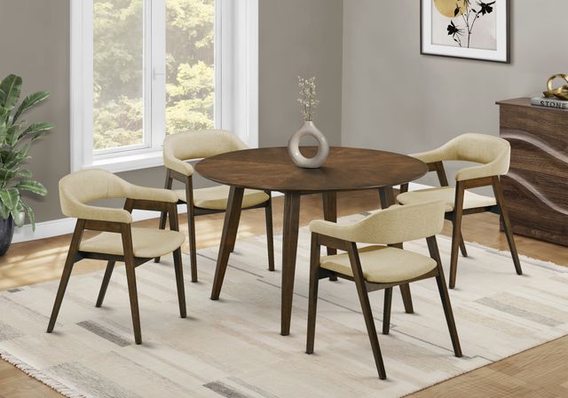 Monarch Specialties Inc. Brown Walnut 48" Round Dining Table-1