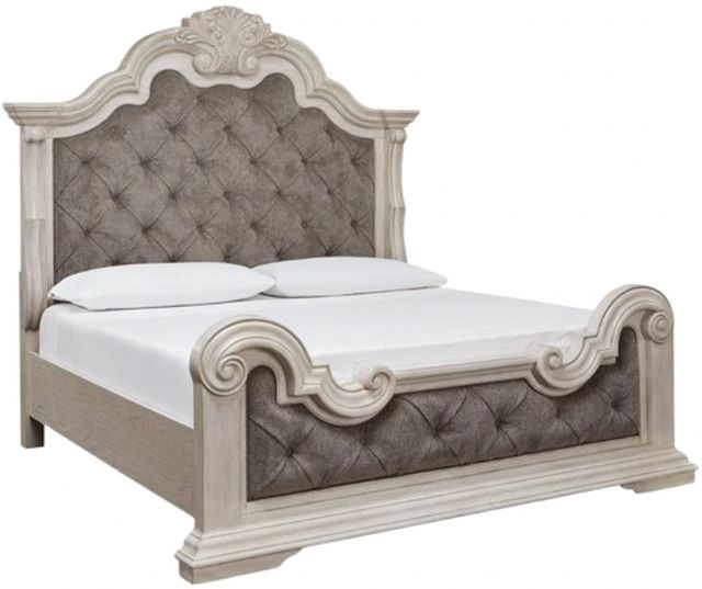 Signature Design by Ashley® Andonhall Antique White California King Upholstered Panel Bed-0