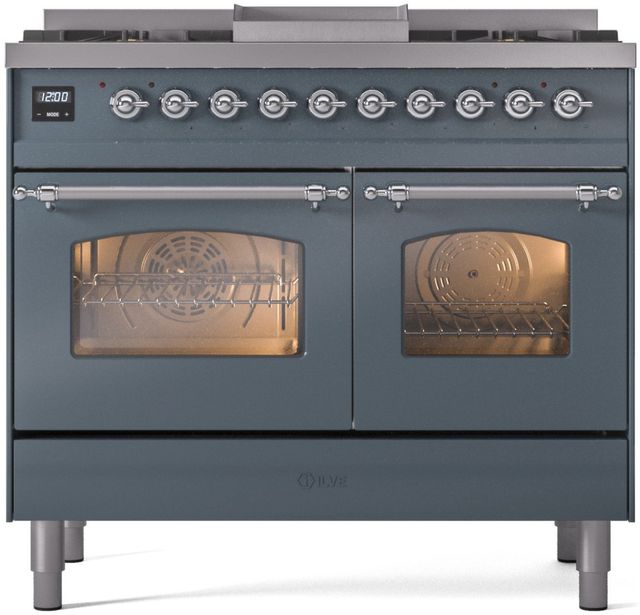 Ilve® Nostalgie II Series 40" Blue Grey Pro Style Dual Fuel Range-0