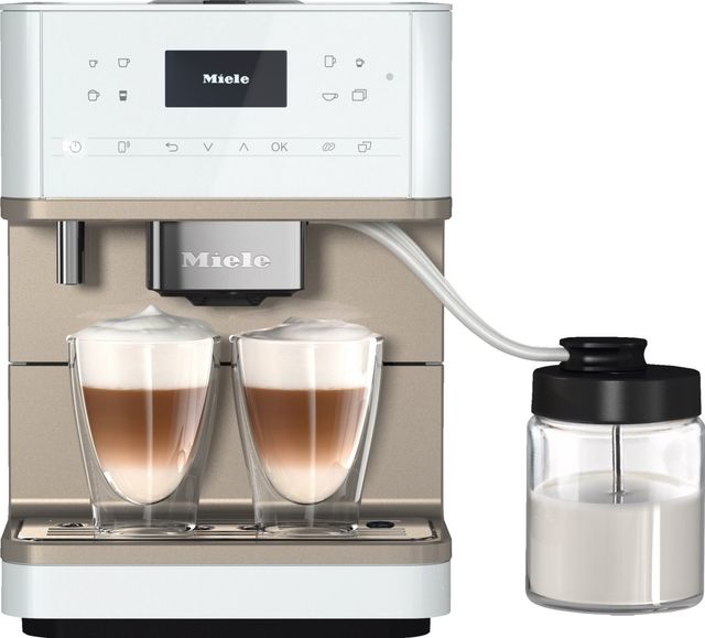Miele CM 6360 MilkPerfection Lotus White Clean Steel Metallic Countertop Coffee Maker-1