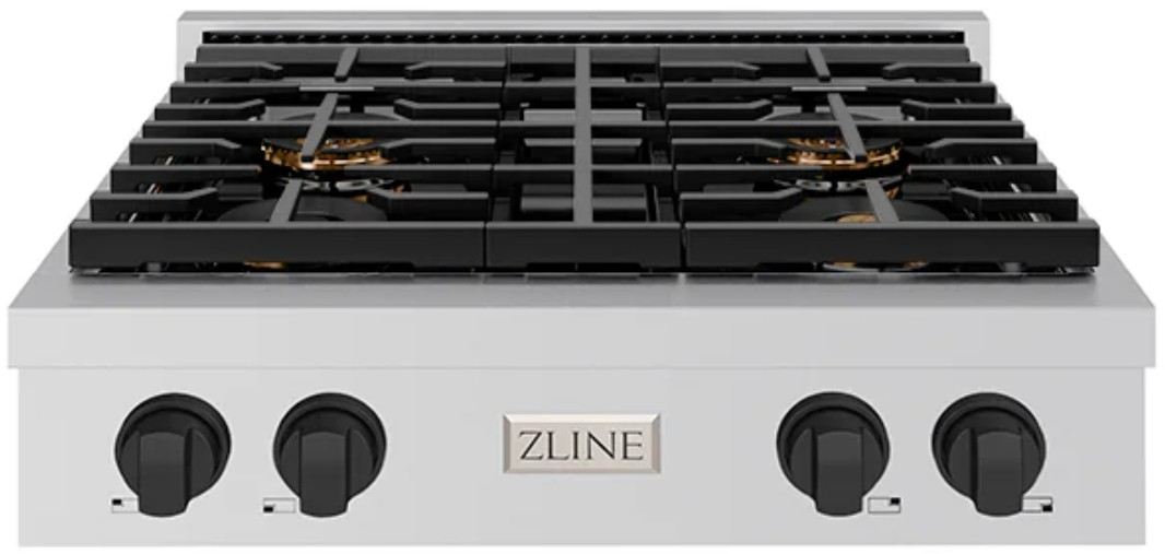 ZLINE Autograph Edition Paramount 30" Stainless Steel and Matte Black Accents Gas Rangetop with 4 Bu