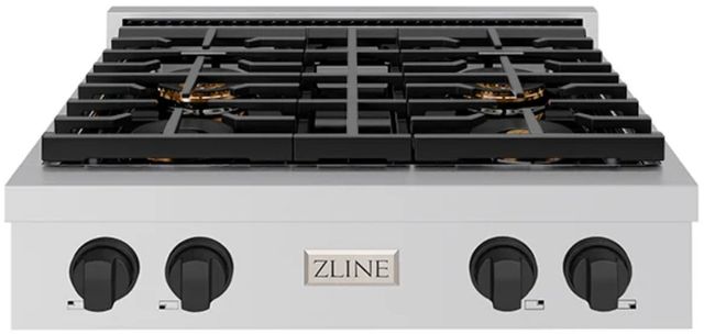ZLINE Autograph Edition Paramount 30" Stainless Steel Gas Rangetop with 4 Burner DuoPro™ Cooktop and Matte Black Accents -0