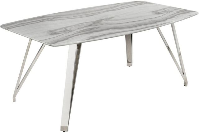 Brassex Inc. Ella Grey Marble Dining Table with Silver Base