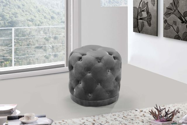 Meridian Furniture Harper Grey Velvet Stool-1