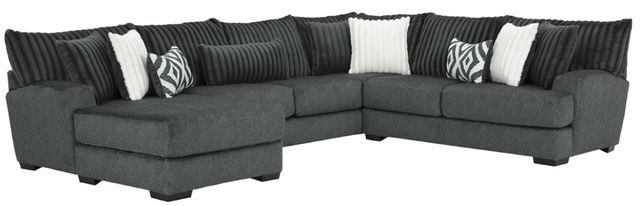 Albany Industries 3-Piece Tweed Gunmetal Left-Arm Facing Chaise Sectional -0