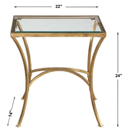 Uttermost® Alayna Glass Top End Table with Antiqued Gold Base-2