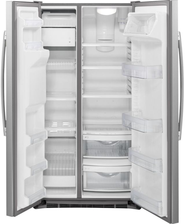 GE® 36". 21.9 Cu. Ft. Stainless Steel Counter Depth Side By Side Refrigerator-1