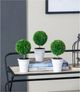 A & B Home 3-Piece Green Faux Single Ball-Shape Topiary with Cream Pot Set-2