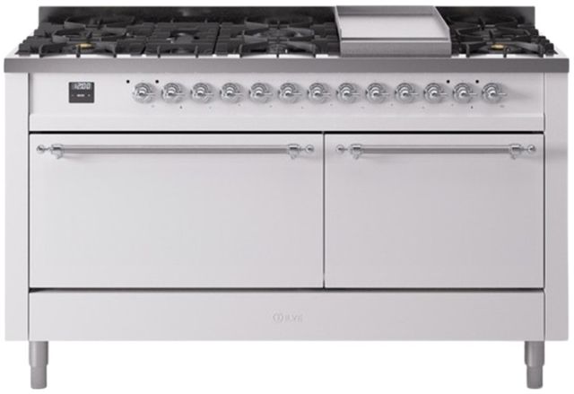 Ilve® Nostalgie II Series 60" White Pro Style Dual Fuel Range-0