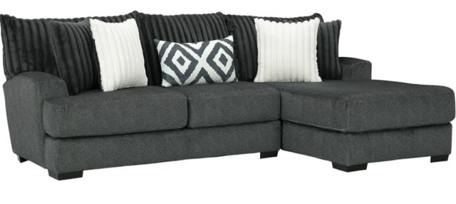 Albany Industries 2-Piece Tweed Gunmetal Right-Arm Facing Chaise Sectional-0
