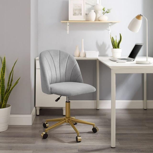 Linon Abigail Gray Desk Chair-1