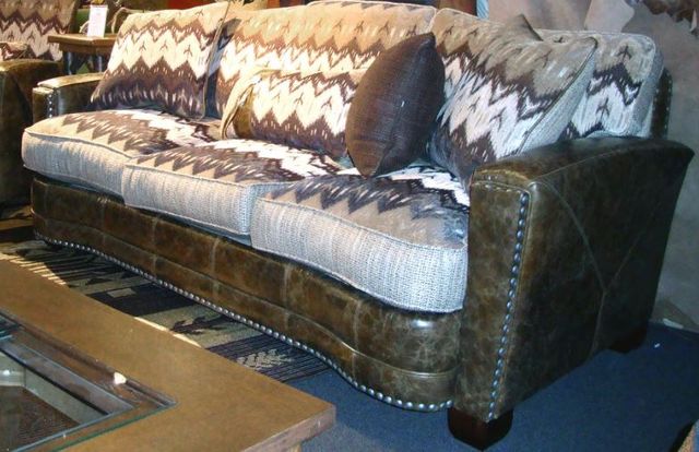 Marshfield Furniture Hollister Brown/Taupe/White Leather Loveseat-0