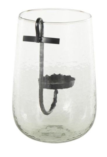 Deco Marche Clear Glass 7'' Candle Holder with Black Accents-2